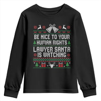 Christmas Ugly Gift Youth Sweatshirt Funny Human Rights Lawyer Santa Is Watching - Wonder Print Shop