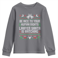 Christmas Ugly Gift Youth Sweatshirt Funny Human Rights Lawyer Santa Is Watching - Wonder Print Shop