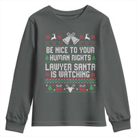 Christmas Ugly Gift Youth Sweatshirt Funny Human Rights Lawyer Santa Is Watching - Wonder Print Shop