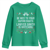 Christmas Ugly Gift Youth Sweatshirt Funny Human Rights Lawyer Santa Is Watching - Wonder Print Shop