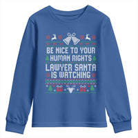 Christmas Ugly Gift Youth Sweatshirt Funny Human Rights Lawyer Santa Is Watching - Wonder Print Shop
