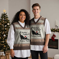 Sexy Cat Holiday Lights Womens Rights Supporter V-Neck Knit Sweater Vest Xmas Feminist Gift - Wonder Print Shop