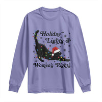 Sexy Cat Holiday Lights Womens Rights Supporter Long Sleeve Shirt Christmas Feminist Gift - Wonder Print Shop