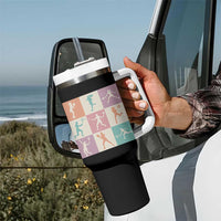 Tennis Lover Colorful Pastel Grid Sports Fan Gift Tumbler With Handle - Wonder Print Shop