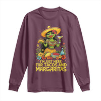 Funny Cinco De Mayo Frog Long Sleeve Shirt Just Here For Tacos And Margaritas