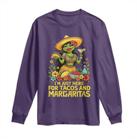 Funny Cinco De Mayo Frog Long Sleeve Shirt Just Here For Tacos And Margaritas