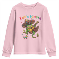 Funny Cinco De Mayo Frog Playing Guitar Youth Sweatshirt Lets Fiesta