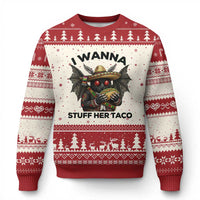Funny Cinco De Mayo Mothman Ugly Christmas Sweater I Wanna Stuff Her Taco