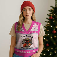 Funny Cinco De Mayo Mothman V-Neck Knit Sweater Vest I Wanna Taste His Salsa