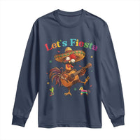 Lets Fiesta Cinco de May Long Sleeve Shirt Funny Chicken Playing Guitar