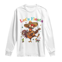 Lets Fiesta Cinco de May Long Sleeve Shirt Funny Chicken Playing Guitar