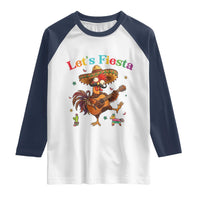 Lets Fiesta Cinco de May Raglan Shirt Funny Chicken Playing Guitar