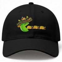 Cinco De Mayo Retro Game Baseball Cap Funny Sombrero Character Chasing Taco Cat