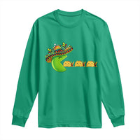 Cinco De Mayo Retro Game Long Sleeve Shirt Funny Sombrero Character Chasing Taco Cat