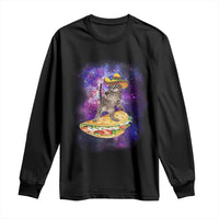 Funny Cinco De Mayo Cat Long Sleeve Shirt Astronaut Kitten Flying A Taco