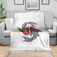 Rainbow Koi Fish LGBTQ Pride Throw Blanket Colorful Japanese Carp