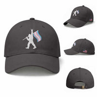 Bigfoot Rock On Trans Pride Flag Baseball Cap Sasquatch LGBTQ Ally