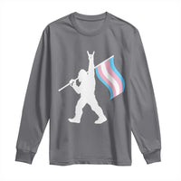 Bigfoot Rock On Trans Pride Flag Long Sleeve Shirt Sasquatch LGBTQ Ally