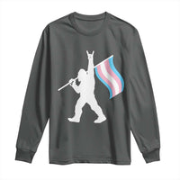 Bigfoot Rock On Trans Pride Flag Long Sleeve Shirt Sasquatch LGBTQ Ally