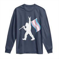 Bigfoot Rock On Trans Pride Flag Long Sleeve Shirt Sasquatch LGBTQ Ally
