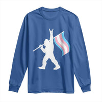Bigfoot Rock On Trans Pride Flag Long Sleeve Shirt Sasquatch LGBTQ Ally