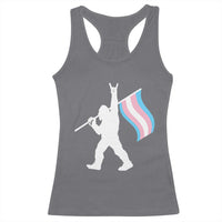 Bigfoot Rock On Trans Pride Flag Racerback Tank Top Sasquatch LGBTQ Ally