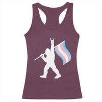 Bigfoot Rock On Trans Pride Flag Racerback Tank Top Sasquatch LGBTQ Ally