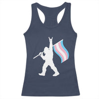 Bigfoot Rock On Trans Pride Flag Racerback Tank Top Sasquatch LGBTQ Ally