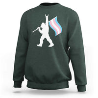 Bigfoot Rock On Trans Pride Flag Sweatshirt Sasquatch LGBTQ Ally