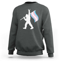 Bigfoot Rock On Trans Pride Flag Sweatshirt Sasquatch LGBTQ Ally