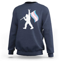 Bigfoot Rock On Trans Pride Flag Sweatshirt Sasquatch LGBTQ Ally