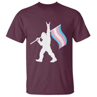 Bigfoot Rock On Trans Pride Flag T Shirt Sasquatch LGBTQ Ally