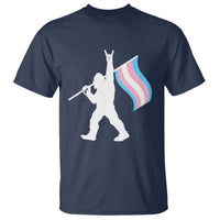 Bigfoot Rock On Trans Pride Flag T Shirt Sasquatch LGBTQ Ally