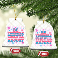 Striped Glitter Effect Printed Trans Rights Ceramic Ornament Be Yourself They Will Adjust