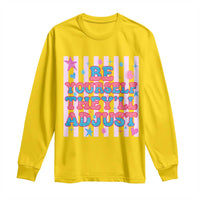 Striped Glitter Effect Printed Trans Rights Long Sleeve Shirt Be Yourself They Will Adjust