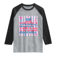 Striped Glitter Effect Printed Trans Rights Raglan Shirt Be Yourself They Will Adjust
