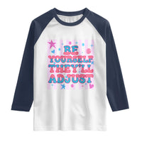 Striped Glitter Effect Printed Trans Rights Raglan Shirt Be Yourself They Will Adjust