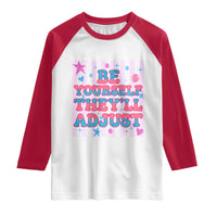 Striped Glitter Effect Printed Trans Rights Raglan Shirt Be Yourself They Will Adjust