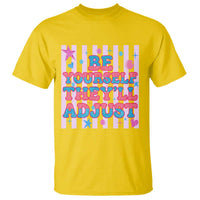 Striped Glitter Effect Printed Trans Rights T Shirt Be Yourself They Will Adjust