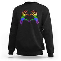 Rainbow Skeleton Heart Hands Sweatshirt LGBTQ Pride Support Graphic