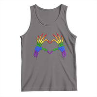 Rainbow Skeleton Heart Hands Tank Top LGBTQ Pride Support Graphic