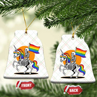 Funny Skeleton Riding Unicorn LGBTQ Pride Ceramic Ornament Rainbow Fantasy Graphic