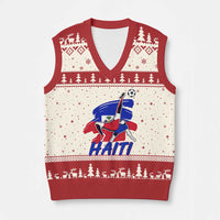 Caribbean Soccer Lover Gift V-Neck Knit Sweater Vest Haitian Heritage Pride