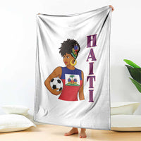 Haitian Soccer Fan Girl Throw Blanket Ayiti Heritage Pride Football Lover