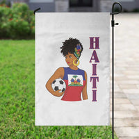 Haitian Soccer Fan Girl Garden Flag Ayiti Heritage Pride Football Lover