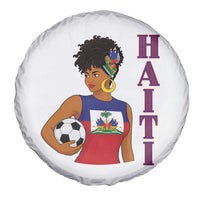 Haitian Soccer Fan Girl Spare Tire Cover Ayiti Heritage Pride Football Lover