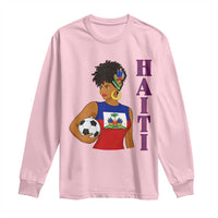 Haitian Soccer Fan Girl Long Sleeve Shirt Ayiti Heritage Pride Football Lover