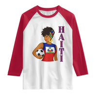 Haitian Soccer Fan Girl Raglan Shirt Ayiti Heritage Pride Football Lover