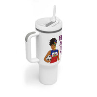 Haitian Soccer Fan Girl Tumbler With Handle Ayiti Heritage Pride Football Lover