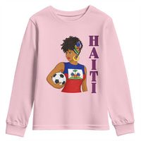 Haitian Soccer Fan Girl Youth Sweatshirt Ayiti Heritage Pride Football Lover